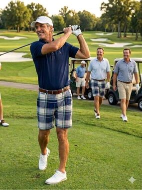 Islandia Clothing Mens 34 Preppy MulticolorPlaid  Flat Front Shorts Cotton Blend